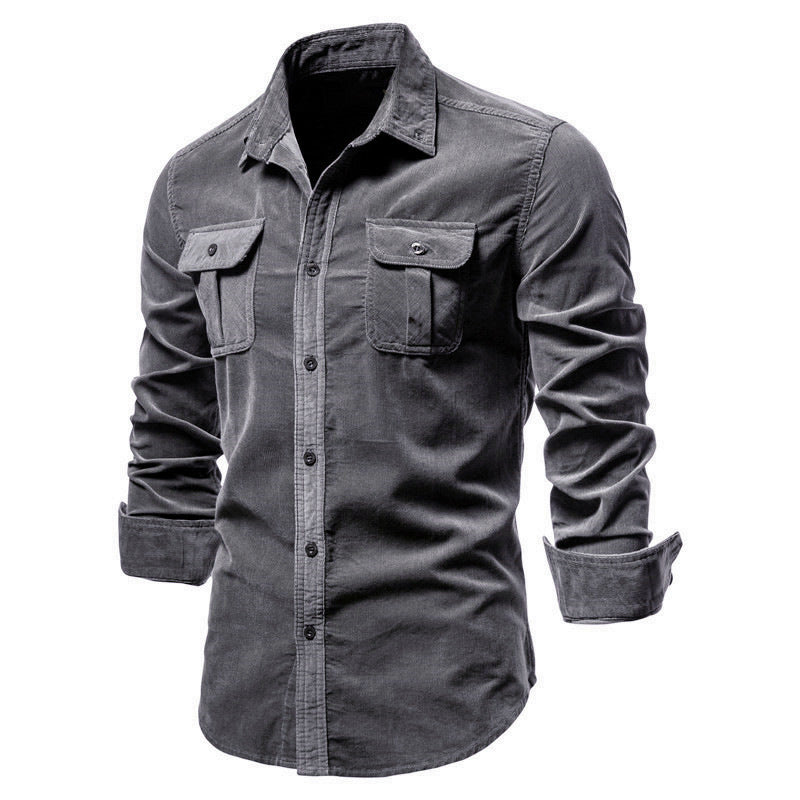 Camisa de hombre de manga larga con bolsillos frontales - Kelven