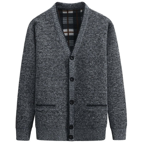 Cardigan de punto grueso para hombre con escote en v y cierre de botones prenda versátil para uso diario