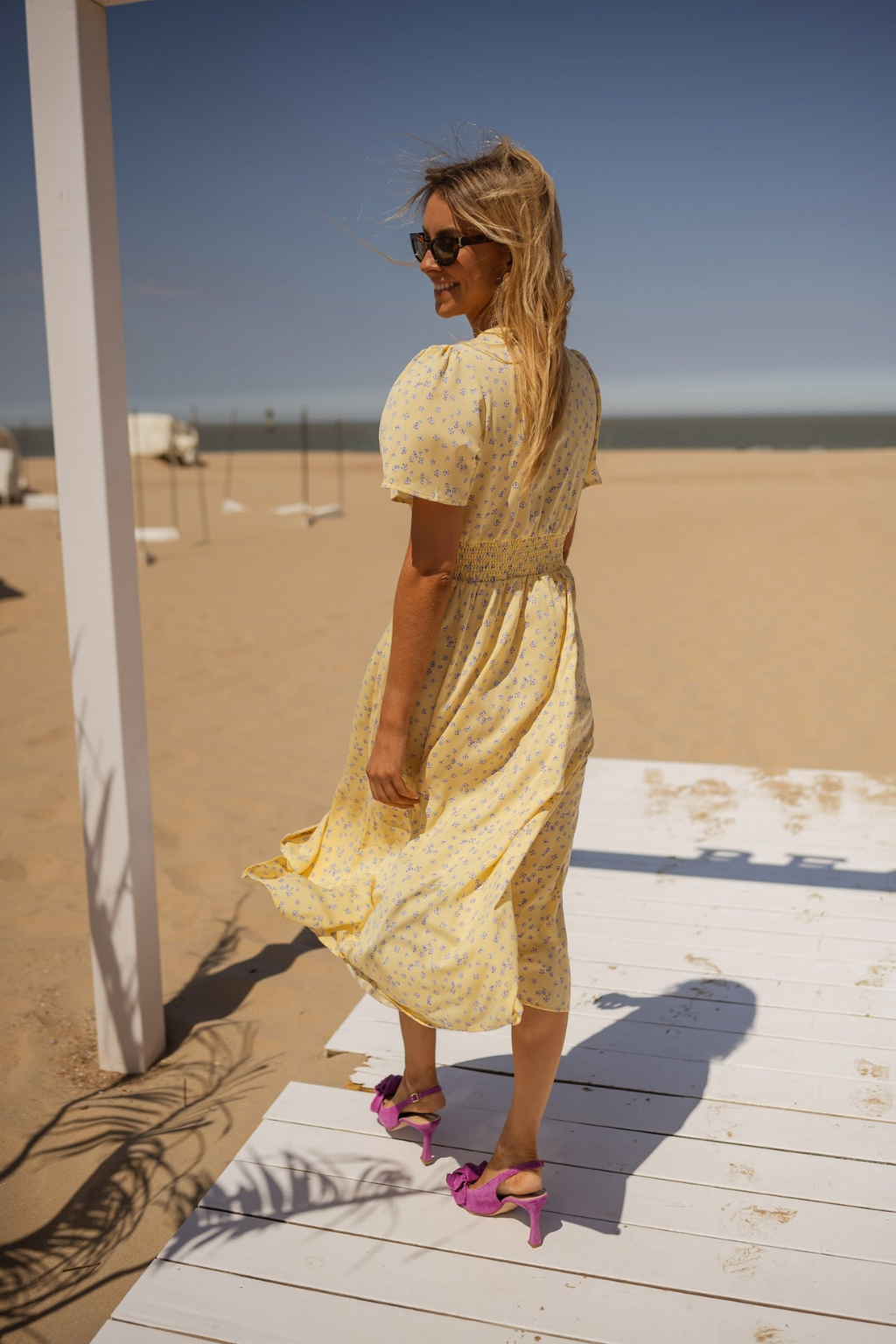 Vestido midi ligero con abertura frontal para mujer - Lamal