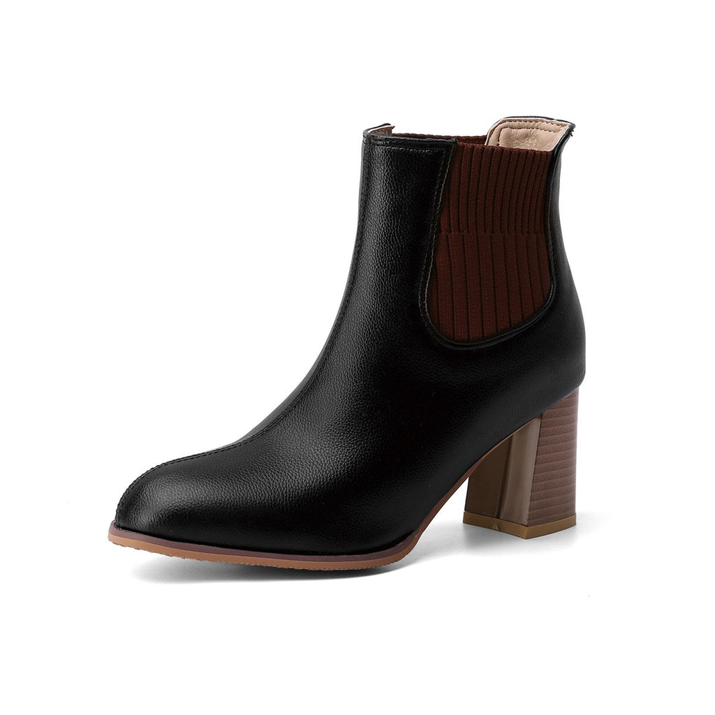 Botines elásticos geométricos para mujer caña media con tacón cómodo y ajuste fácil