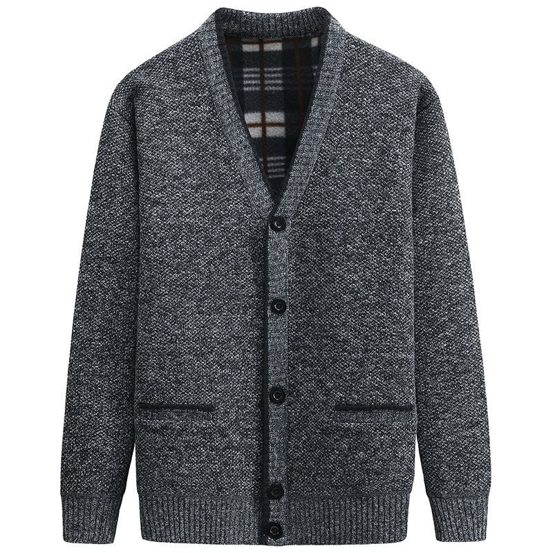 Cardigan de punto grueso para hombre con escote en v y cierre de botones prenda versátil para uso diario