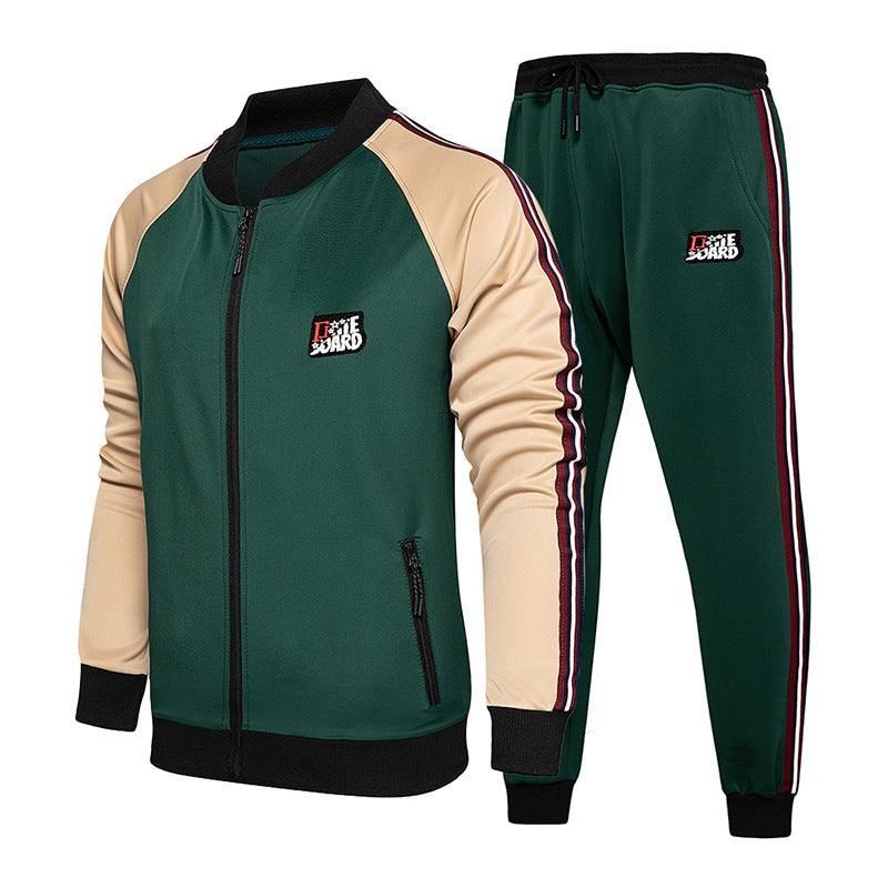 Conjunto deportivo hombre chaqueta con cierre frontal y pantalón largo tejido flexible