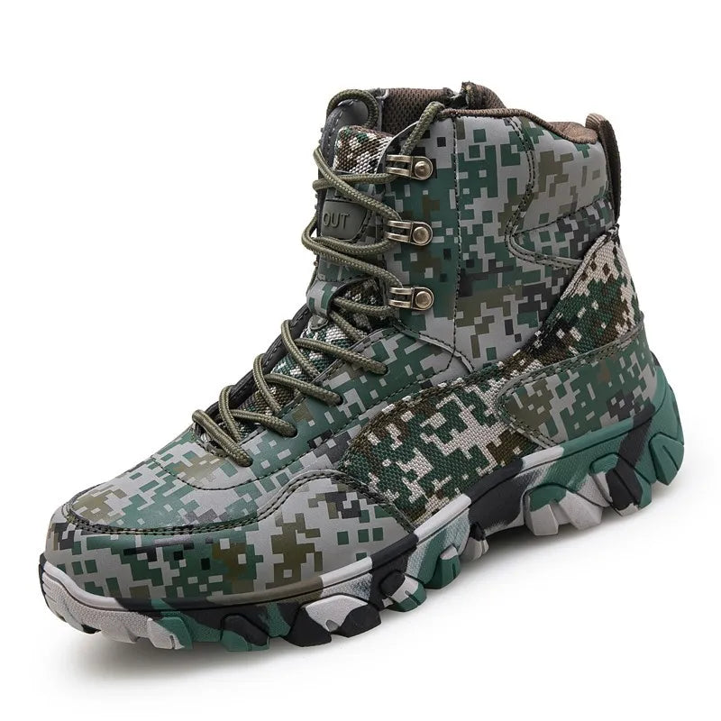 Botines hombre outdoor caña media cordones suela dentada montañeros camel - Tarevon