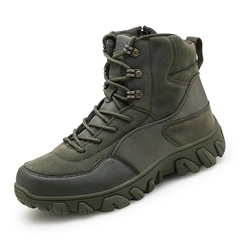 Botines hombre outdoor caña media cordones suela dentada montañeros camel - Tarevon