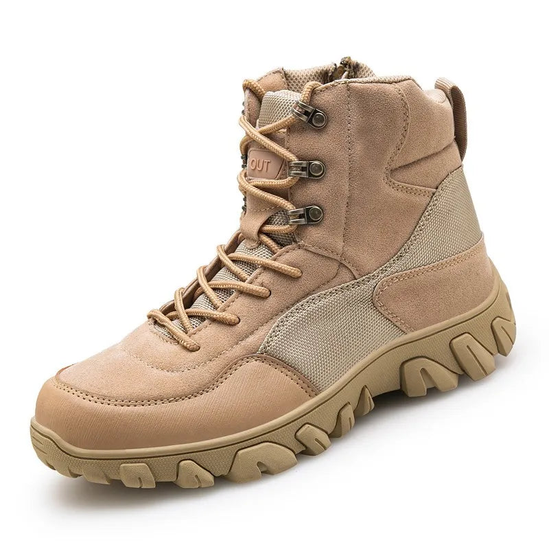 Botines hombre outdoor caña media cordones suela dentada montañeros camel - Tarevon