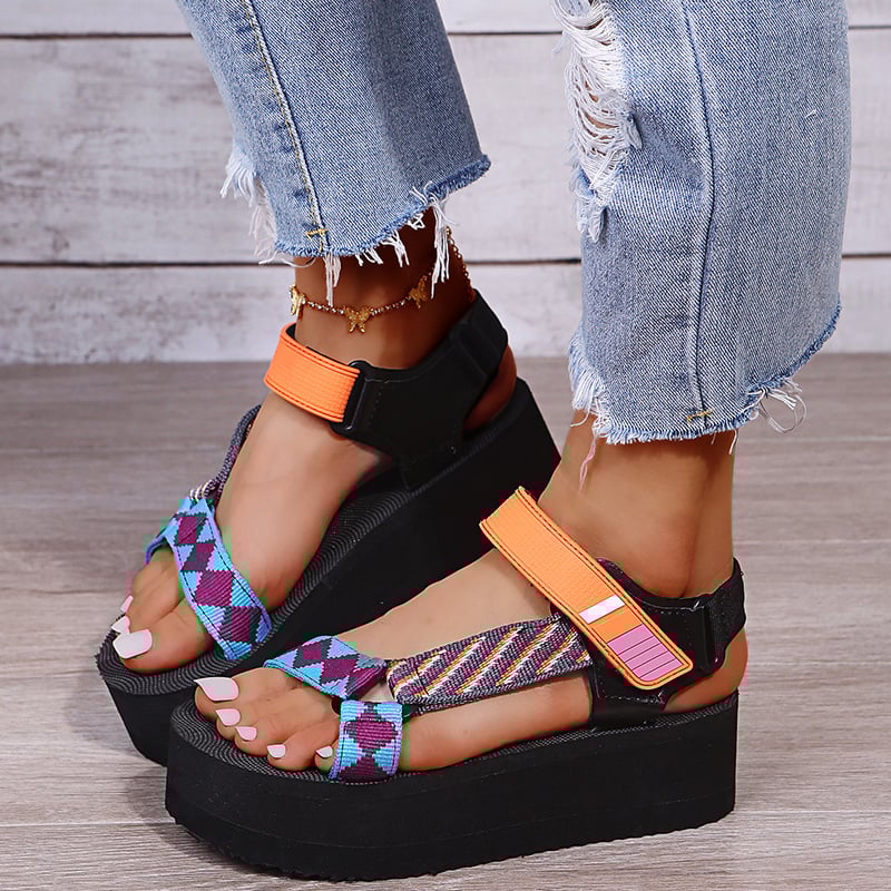 Sandalias de plataforma con tiras tejidas para mujer - Nadia