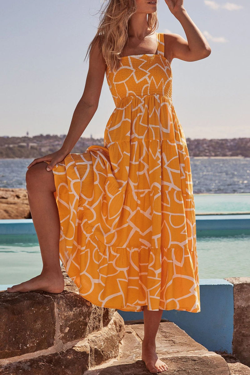 Vestido midi estampado geométrico para mujer - Liesel