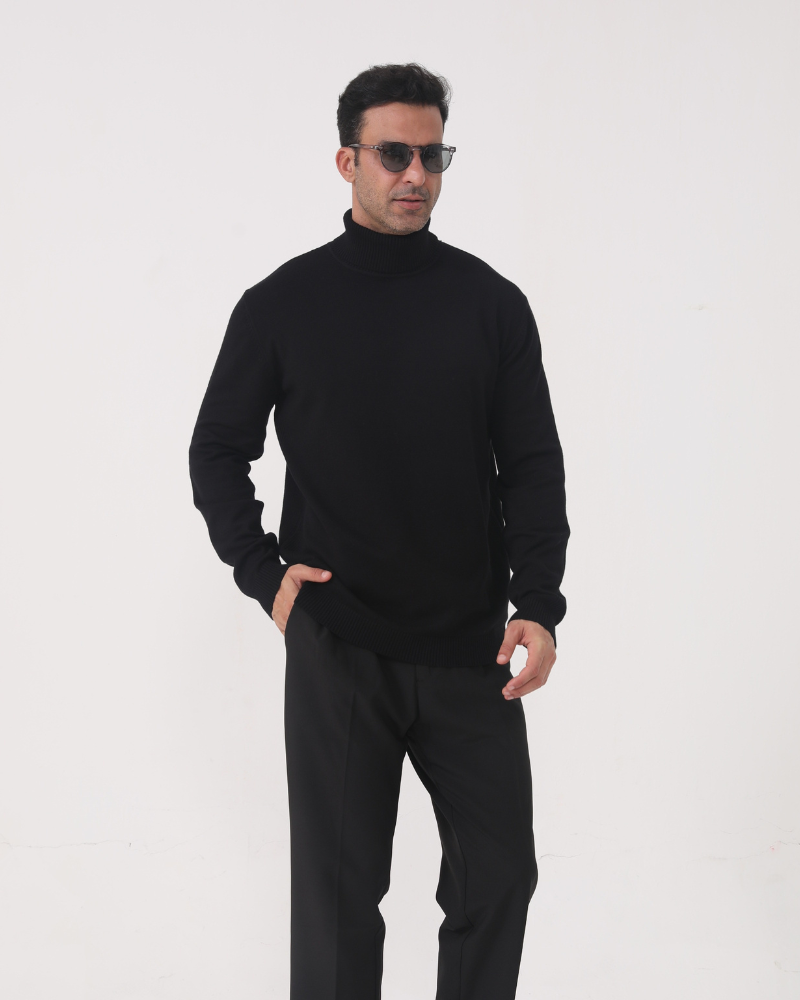 Jersey hombre cuello alto punto liso manga larga otoño invierno elegante - Aldren