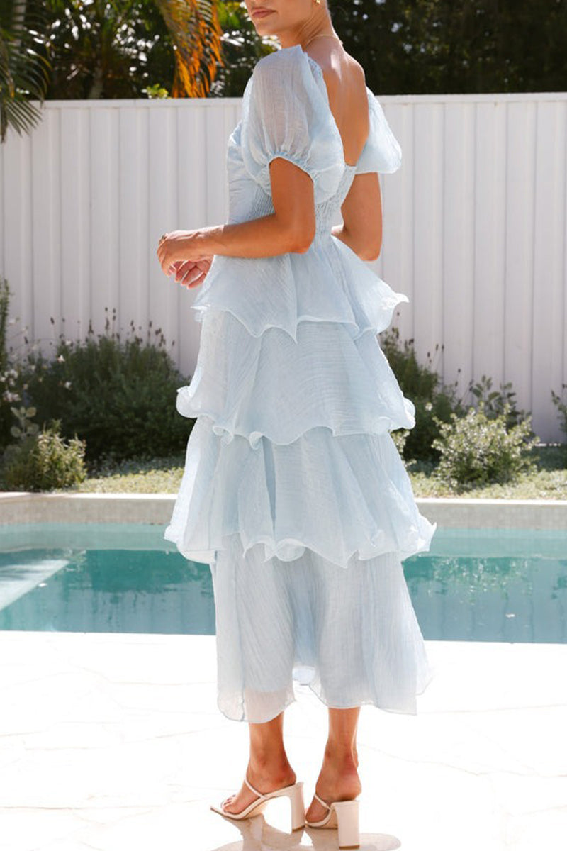 Vestido midi volantes en capas para mujer - Gisela