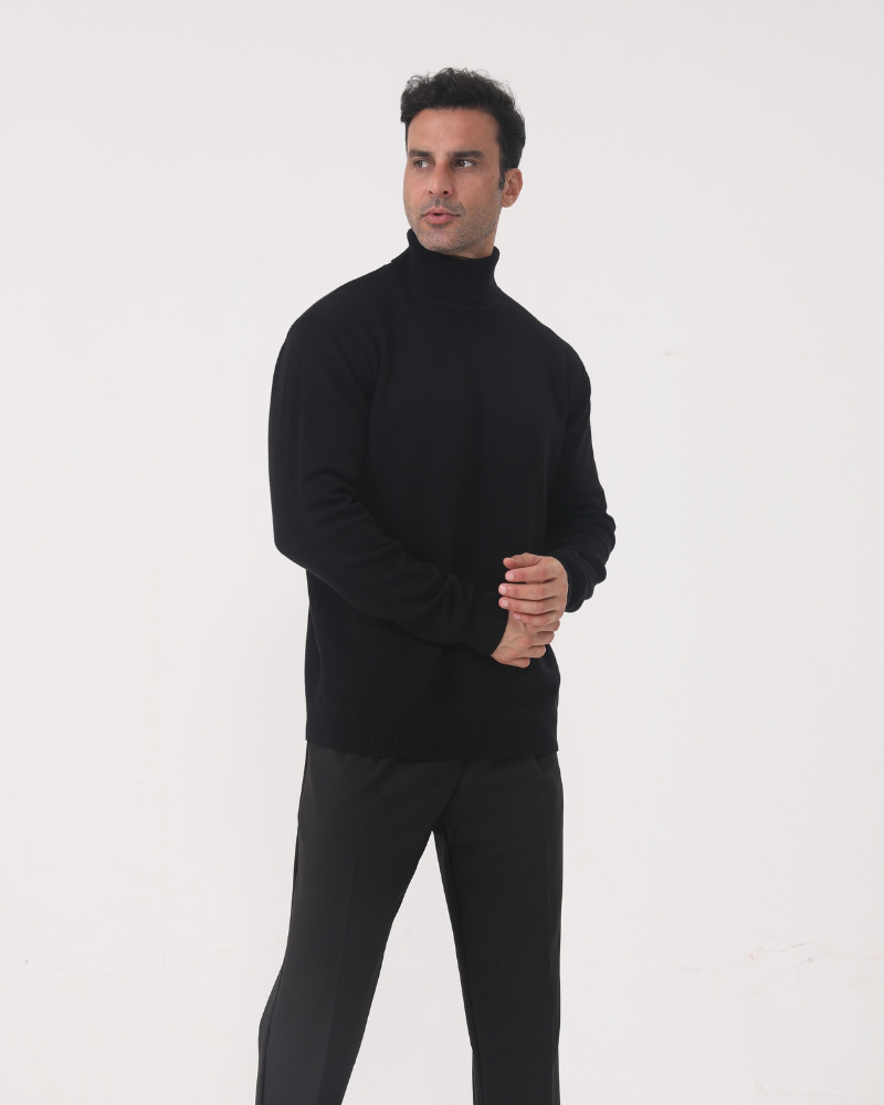 Jersey hombre cuello alto punto liso manga larga otoño invierno elegante - Aldren