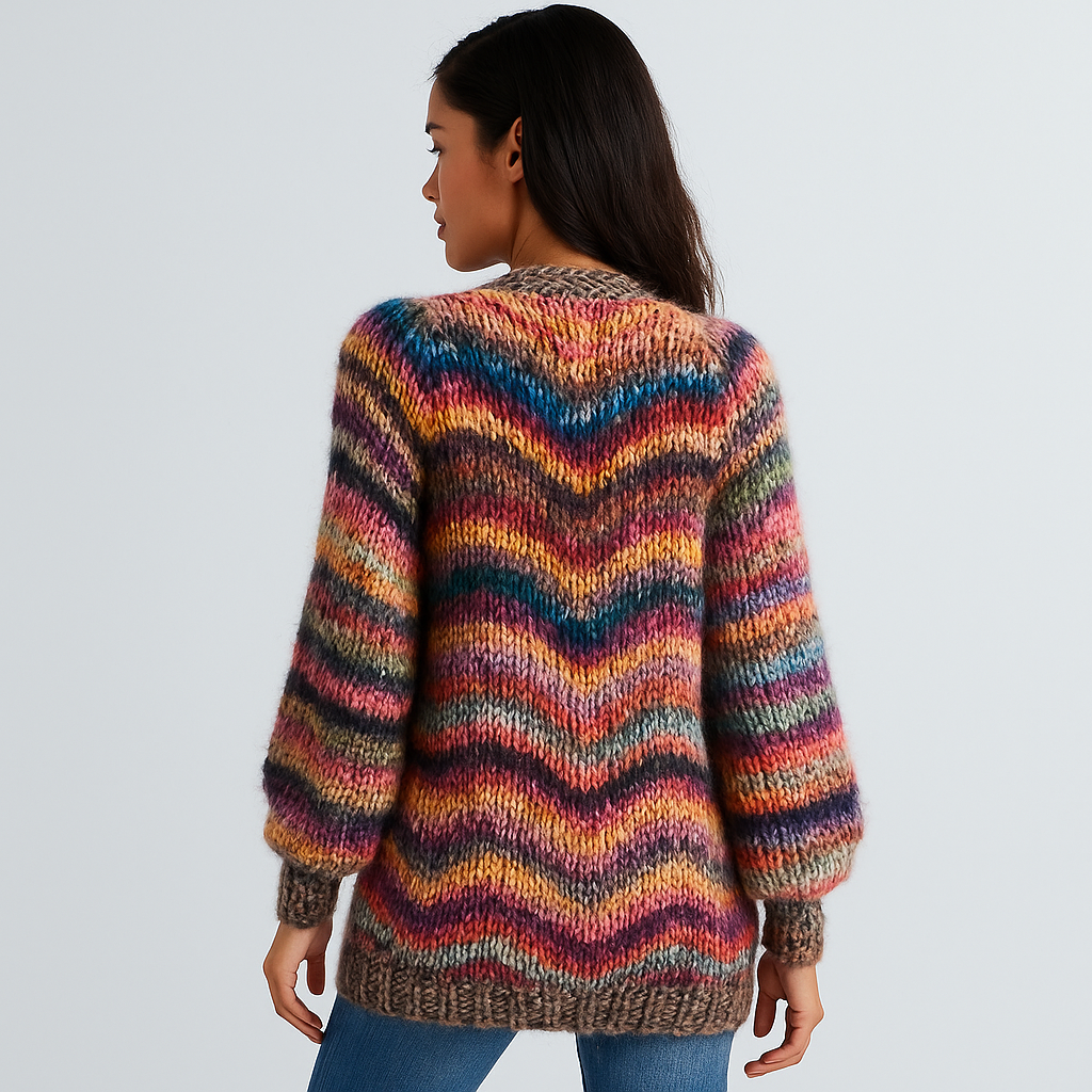 Cárdigan de mujer multicolor en punto agradable - Jadai
