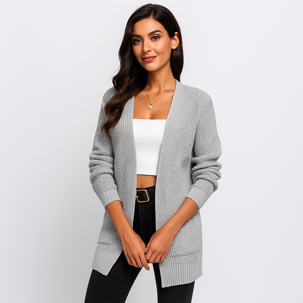Cardigan abierto en punto clasico para mujer - Dasha