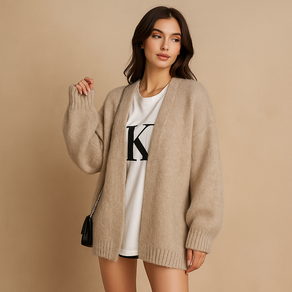 Cardigan mujer punto agradable modelo oversize manga larga - Nadia