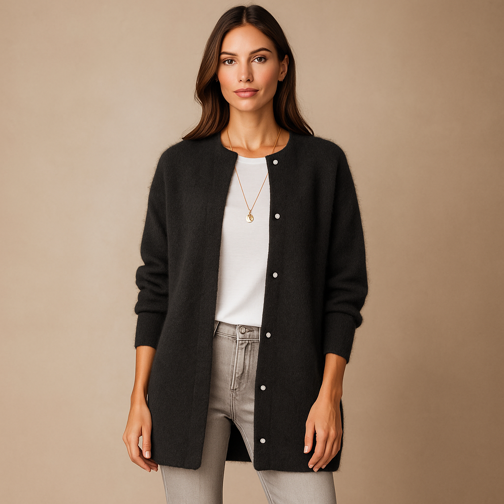 Cardigan mujer largo botones frontales aire minimalista - Clara