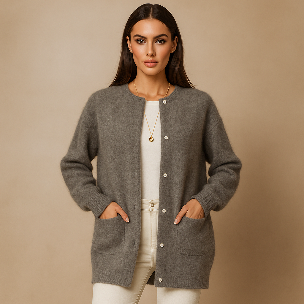 Cardigan mujer largo botones frontales aire minimalista - Clara