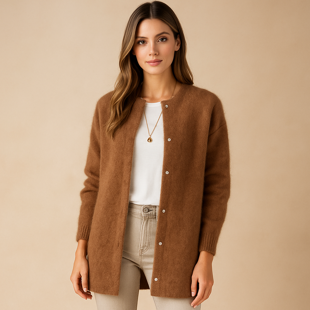Cardigan mujer largo botones frontales aire minimalista - Clara