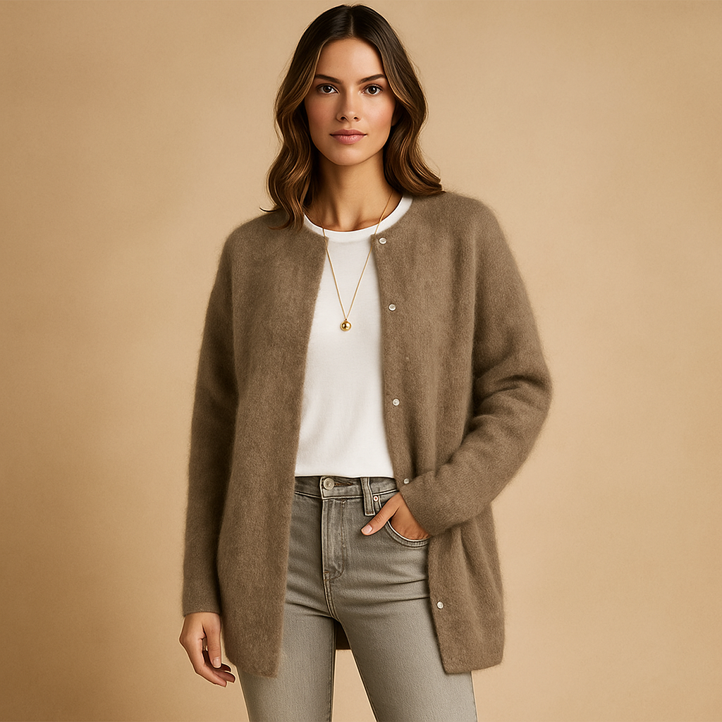Cardigan mujer largo botones frontales aire minimalista - Clara