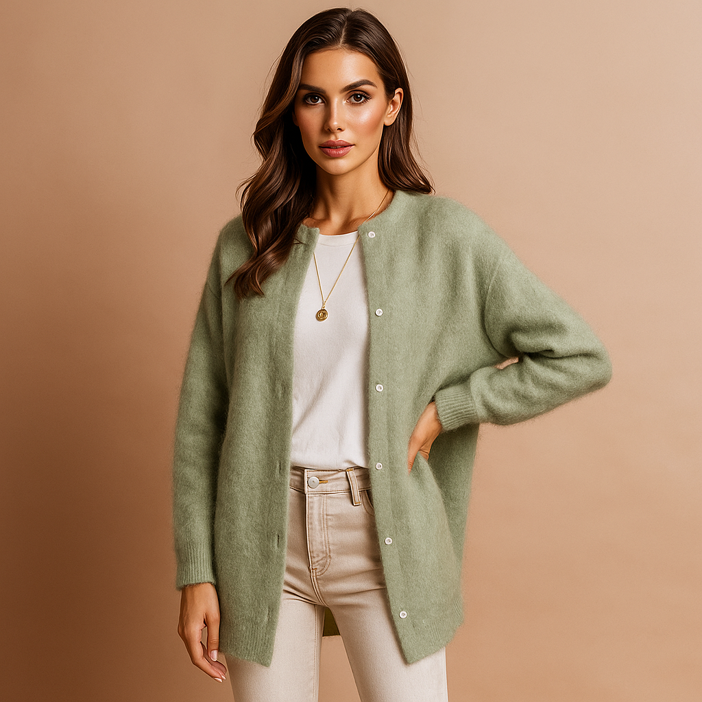 Cardigan mujer largo botones frontales aire minimalista - Clara