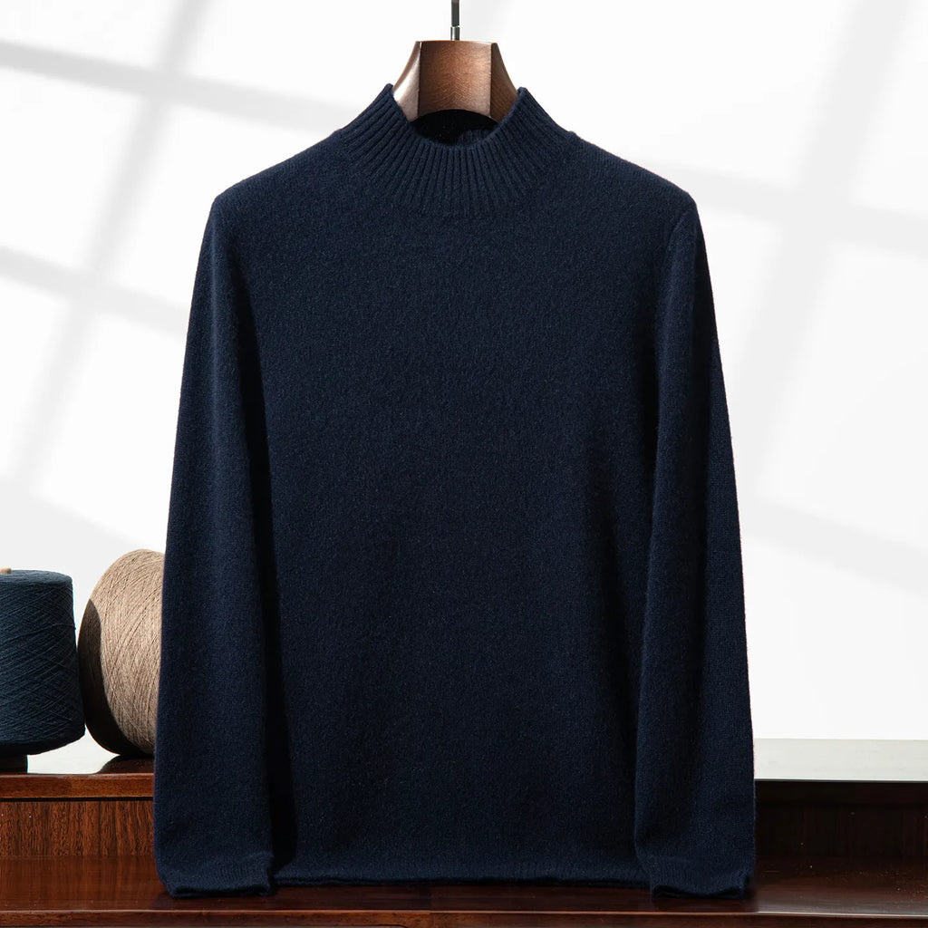 Suéter de punto grueso para hombre con cuello alto textura suave y calidez ligera