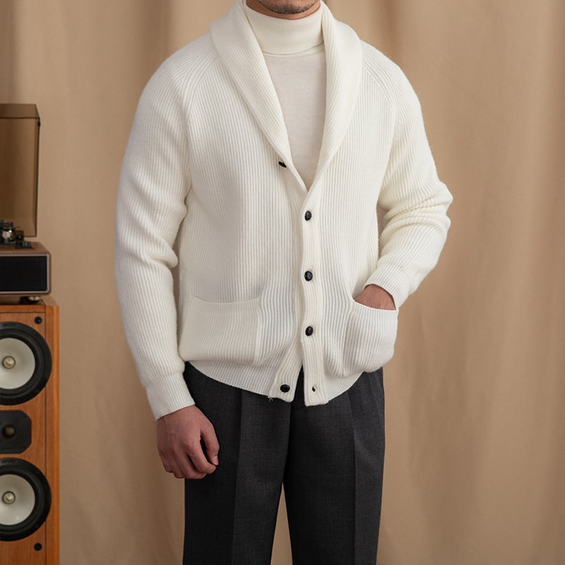 Cardigan chic de punto para hombre con solapa clasica - Davide