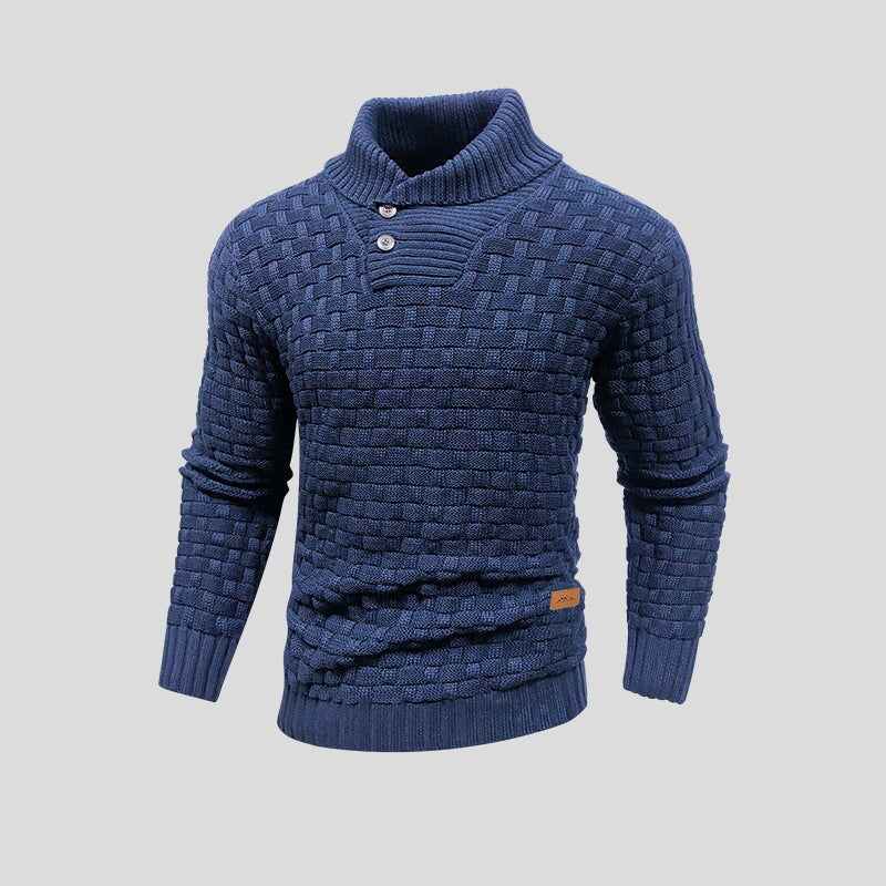 Suéter para hombre de punto con cuello alto abotonado - Keldor