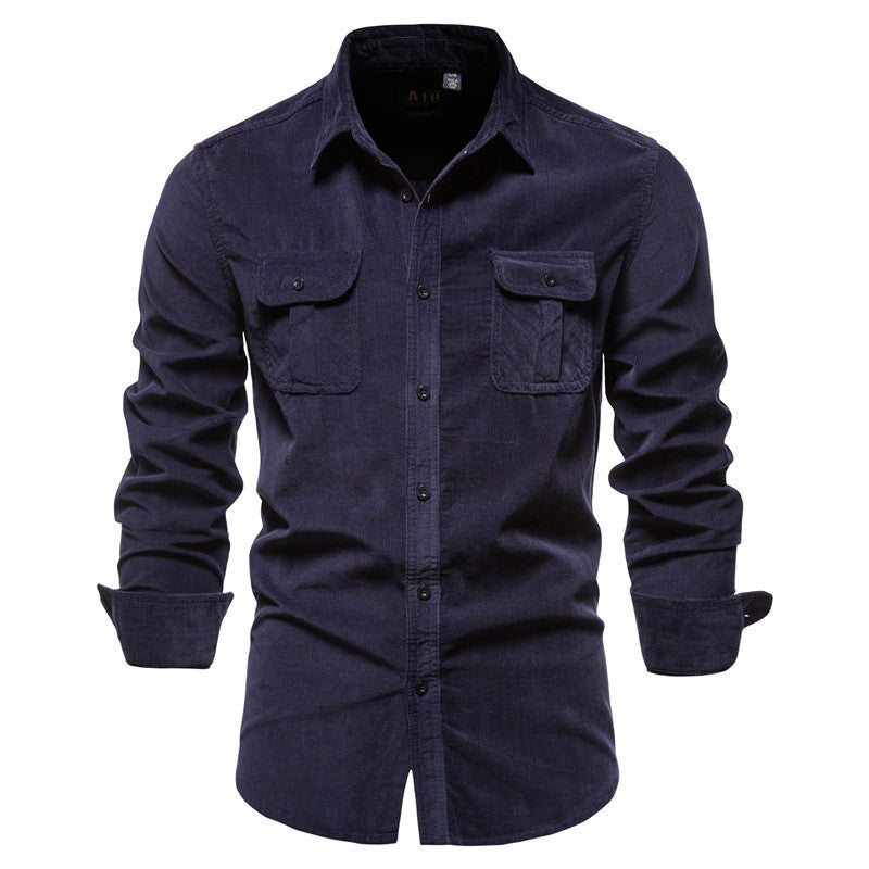 Camisa de hombre de manga larga con bolsillos frontales - Kelven
