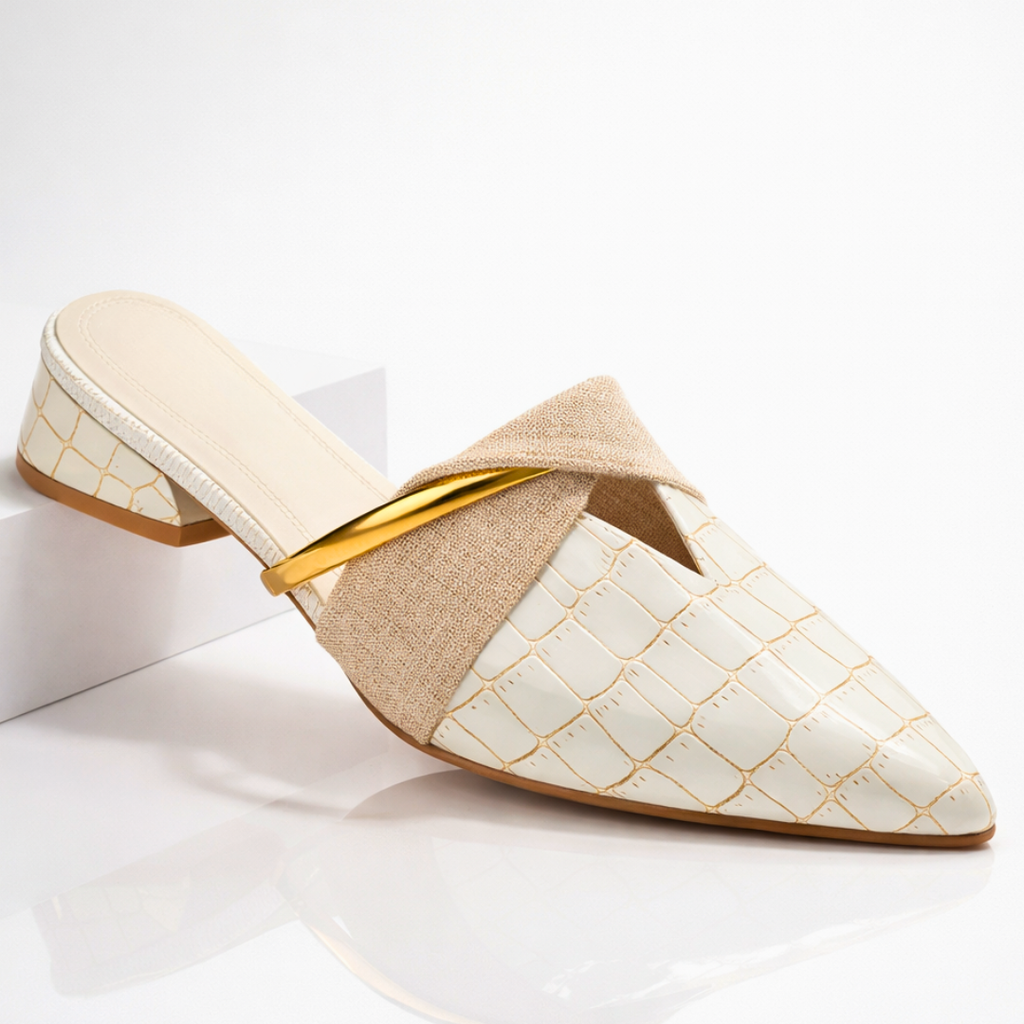 Zuecos de punta para mujer diseño elegante con detalle metálico - Elvoria