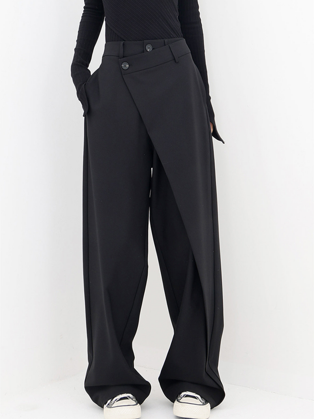 Pantalón mujer pierna ancha cintura estructurada pantalón de vestir para oficina con caída elegante