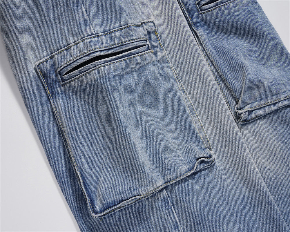 Jeans cargo rectos utilitarios para hombre - Falko