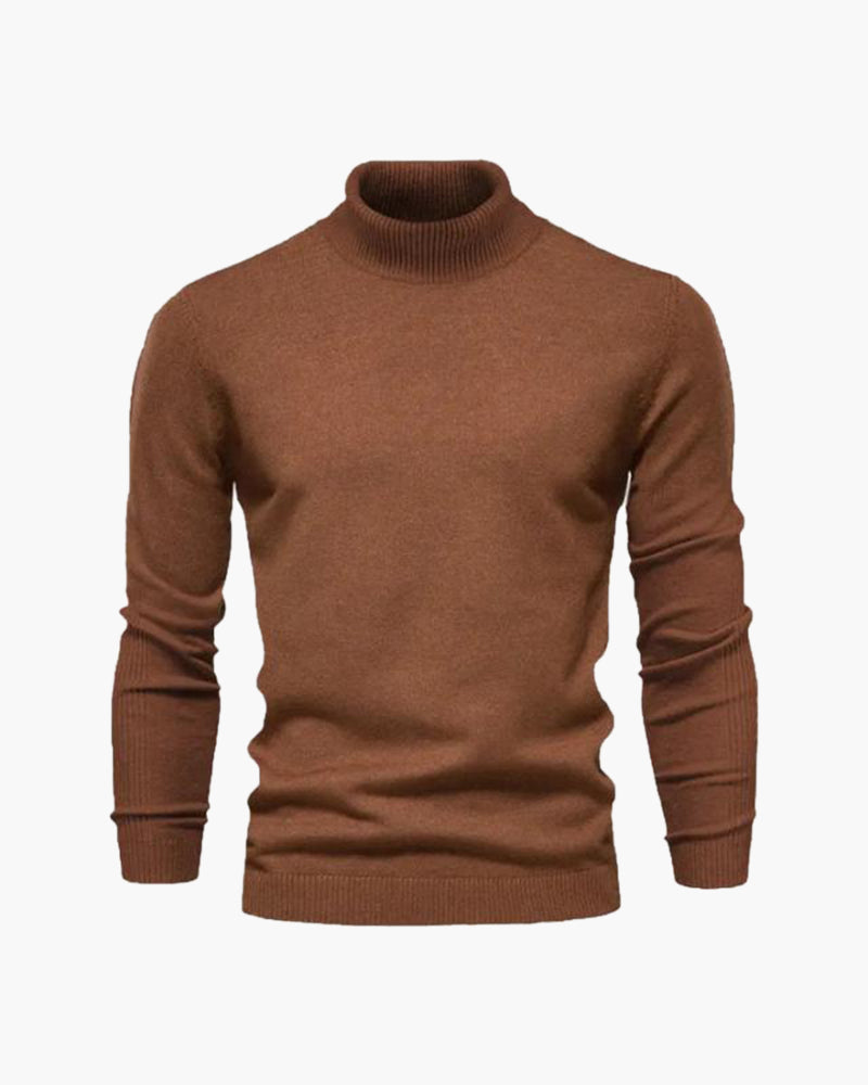 Jersey hombre cuello alto punto liso manga larga otoño invierno elegante - Aldren