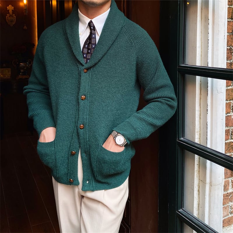 Cardigan chic de punto para hombre con solapa clasica - Davide
