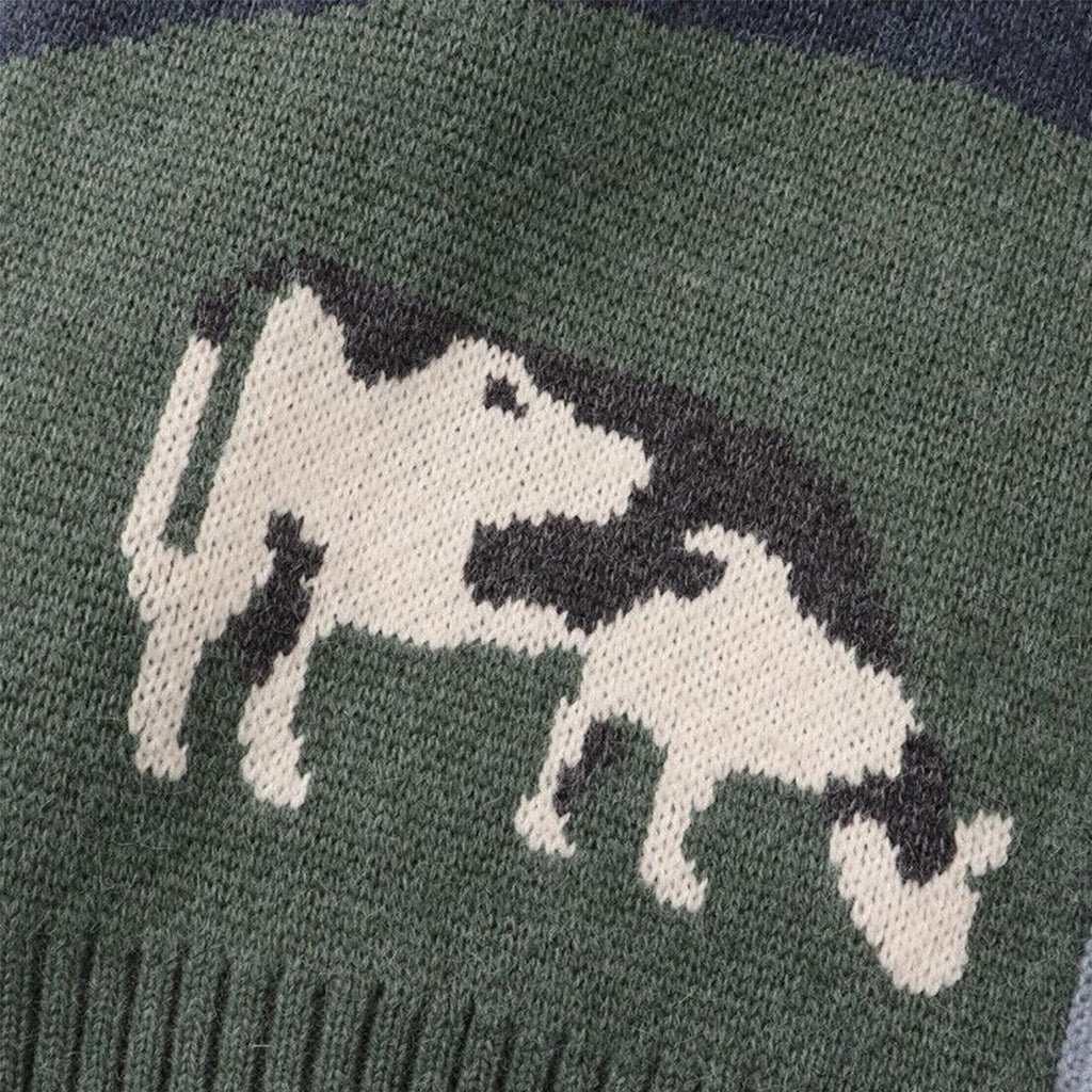 Cardigan de punto medio para hombre con botones y diseño gráfico en el tejido urbano