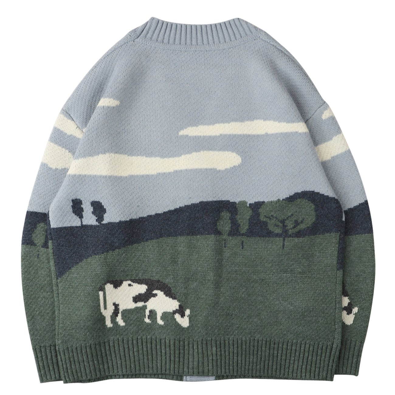 Cardigan de punto medio para hombre con botones y diseño gráfico en el tejido urbano