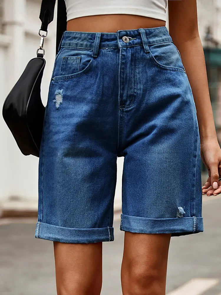 Short bermuda desgastado con dobladillo para mujer - Charlotte