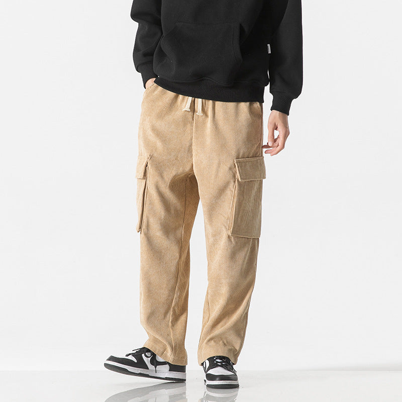 Pantalones para hombre pana corte recto cargo - Hugo