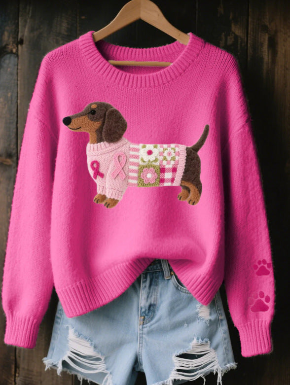 Sin marca jersey mujer cuello redondo manga larga diseño gráfico frontal recto largo estándar