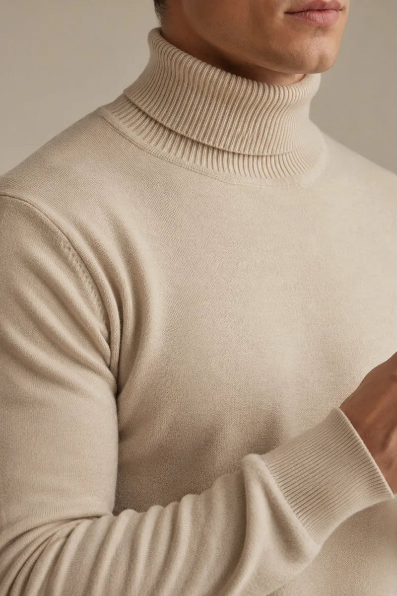 Jersey hombre cuello vuelto slim fit punto liso silueta definida elegante - Caspar