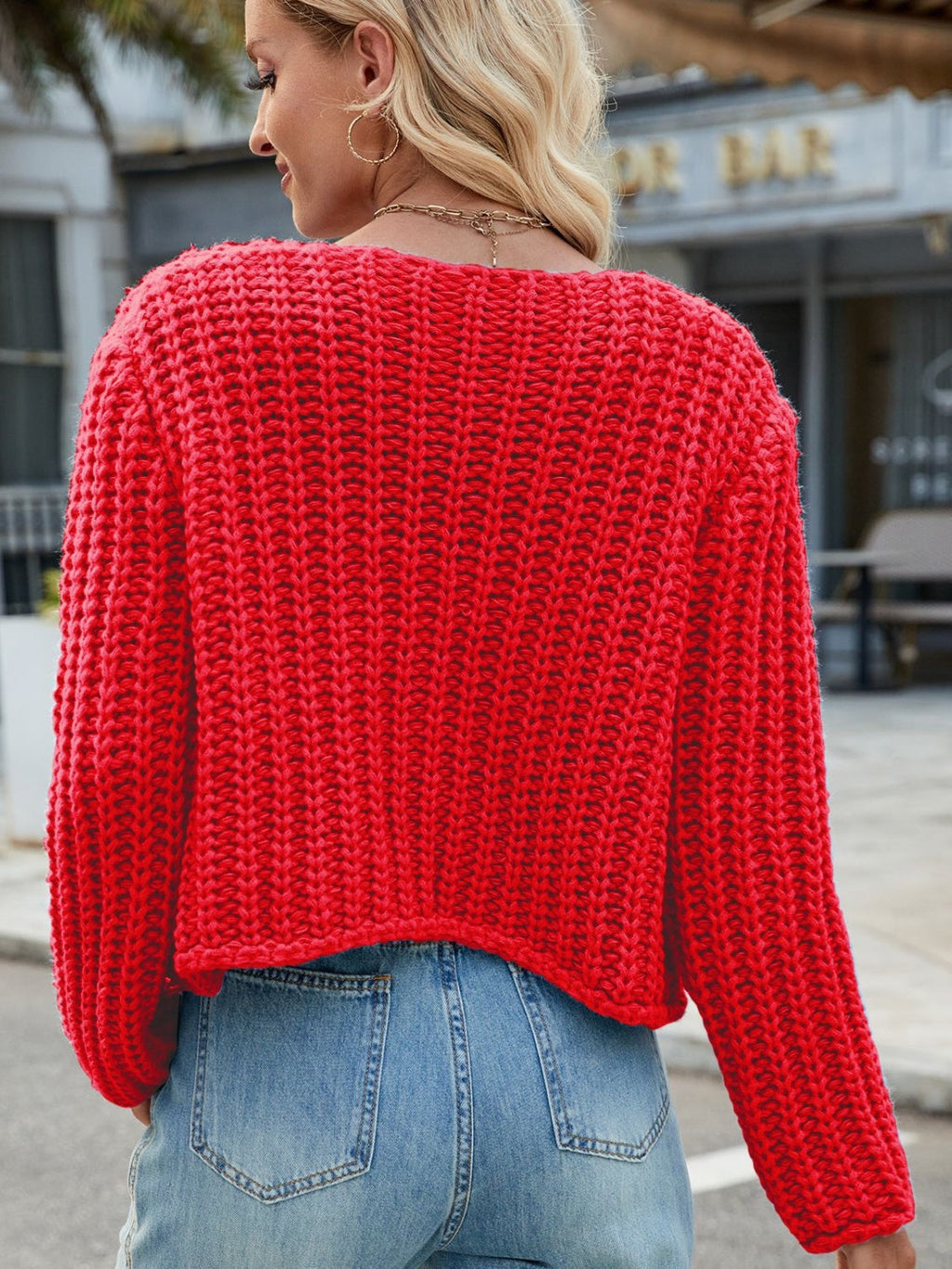 Arleth - Cárdigan con cuello redondo, botonadura y bolsillos