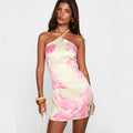 Vestido corto estampado floral con escote halter para mujer - Martina