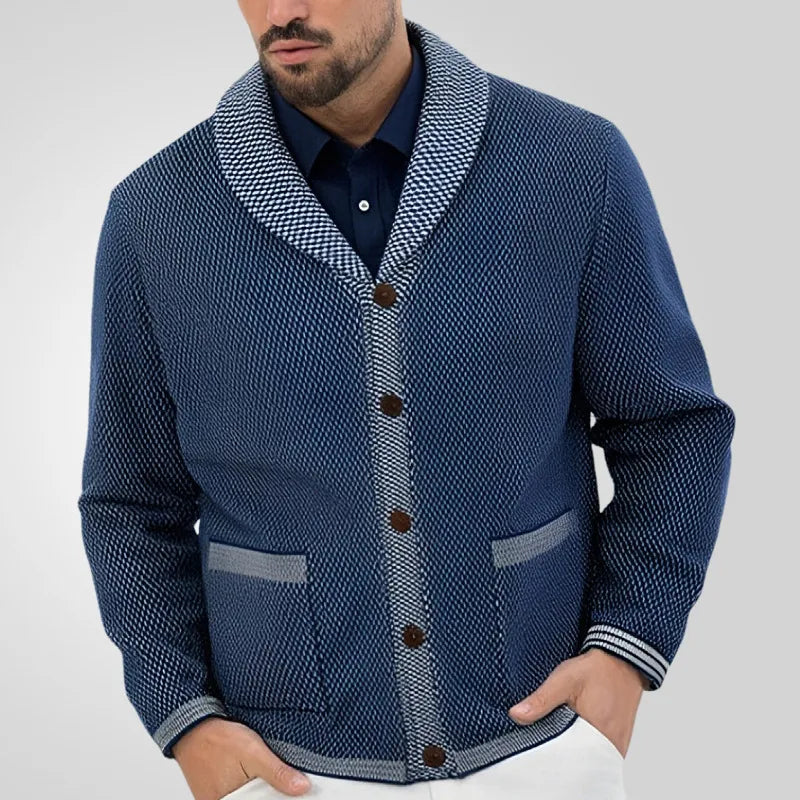 Olivier - Cárdigan informal tricotado jacquard para hombre
