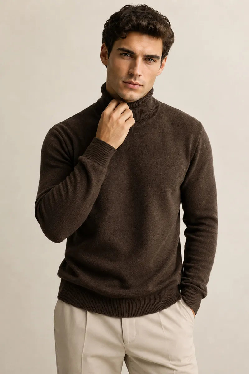 Jersey hombre cuello vuelto slim fit punto liso silueta definida elegante - Caspar