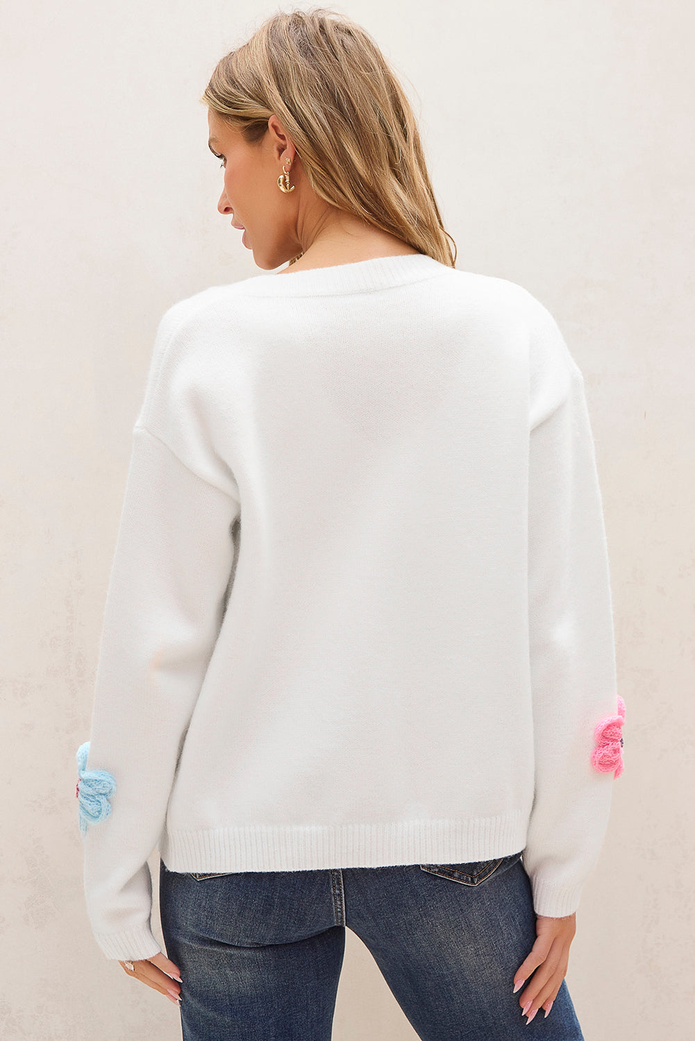 Arielle - Precioso cárdigan tricotado floral con botonadura