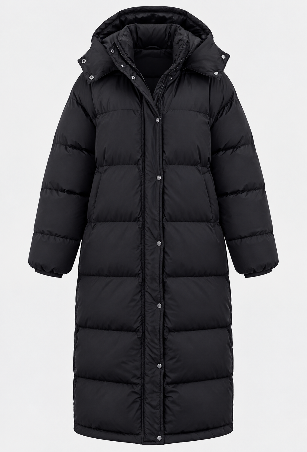 Abrigo acolchado largo mujer oversize capucha cuello alto por debajo rodilla invierno - Selma