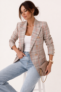 Blazer para mujer de corte recto con estampado de cuadros - Aria