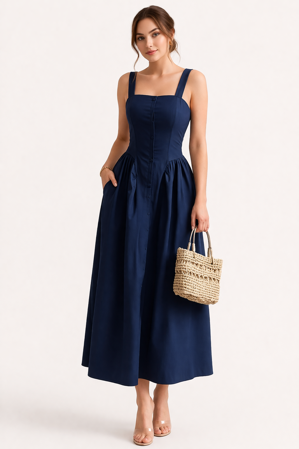 Vestido midi de tirantes para mujer estilo casual y veraniego cómodo - Marie