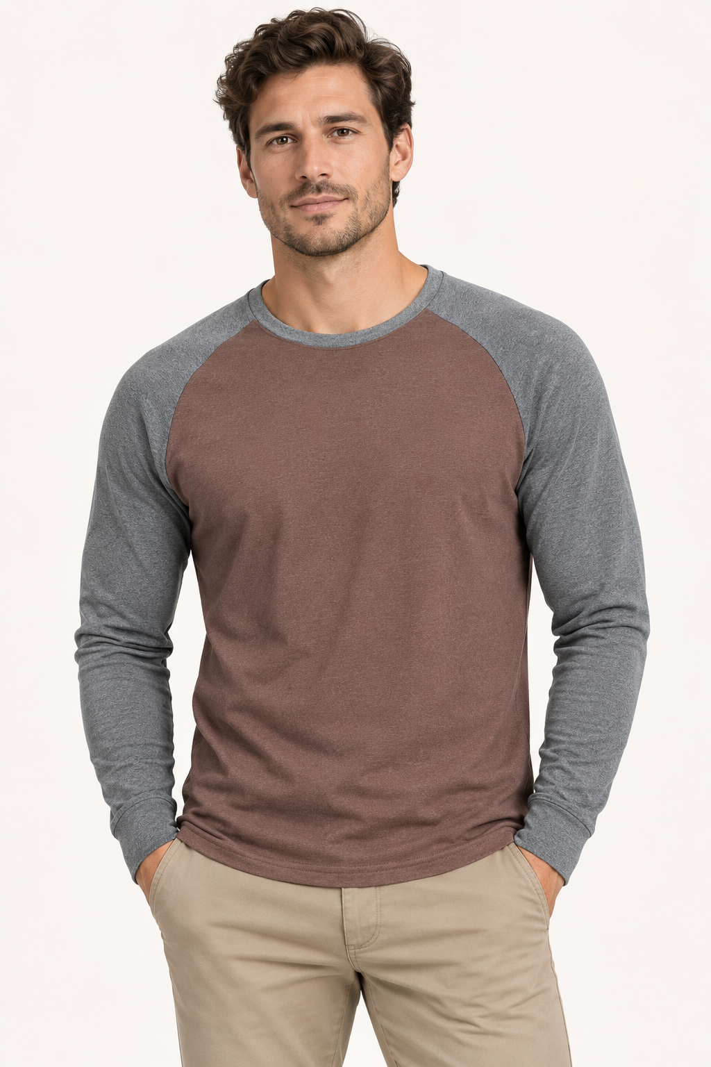 Camiseta térmica hombre manga larga bicolor raglán suave cálida invierno - John