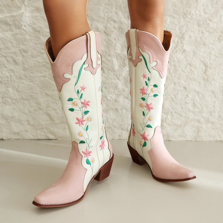 Botas vaqueras bordadas de punta clásica para mujer - Lizzy