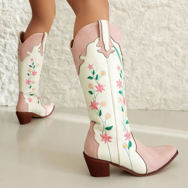 Botas vaqueras bordadas de punta clásica para mujer - Lizzy