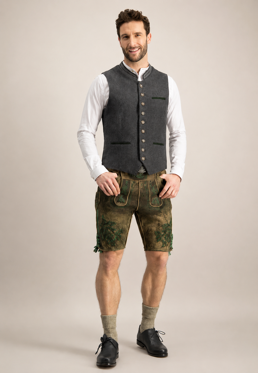 Chaleco Oktoberfest hombre estilo tradicional bávaro botones contraste bolsillos - Heiko