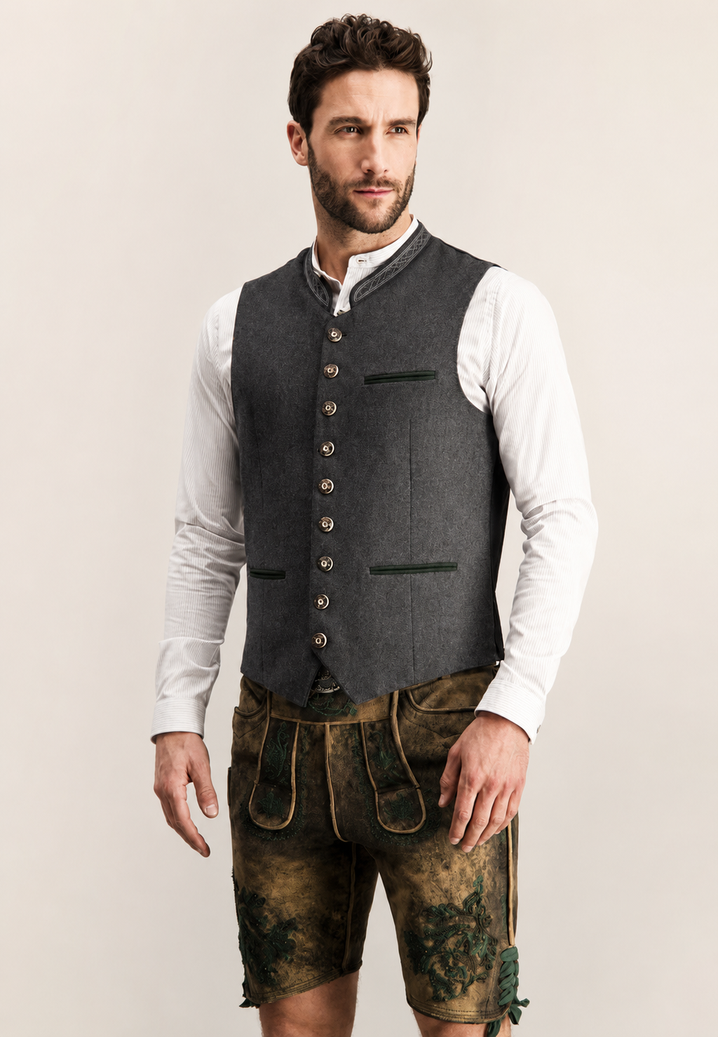 Chaleco Oktoberfest hombre estilo tradicional bávaro botones contraste bolsillos - Heiko
